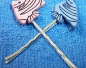 Peach and Blue Angelfish bobby pins