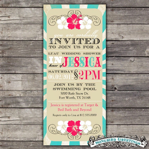Vintage T-length shower invitation & coordinating tags Il_570xn