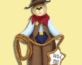 Belly Bear Cowboy HANDMADE Polymer Clay Personalized Christmas Ornament