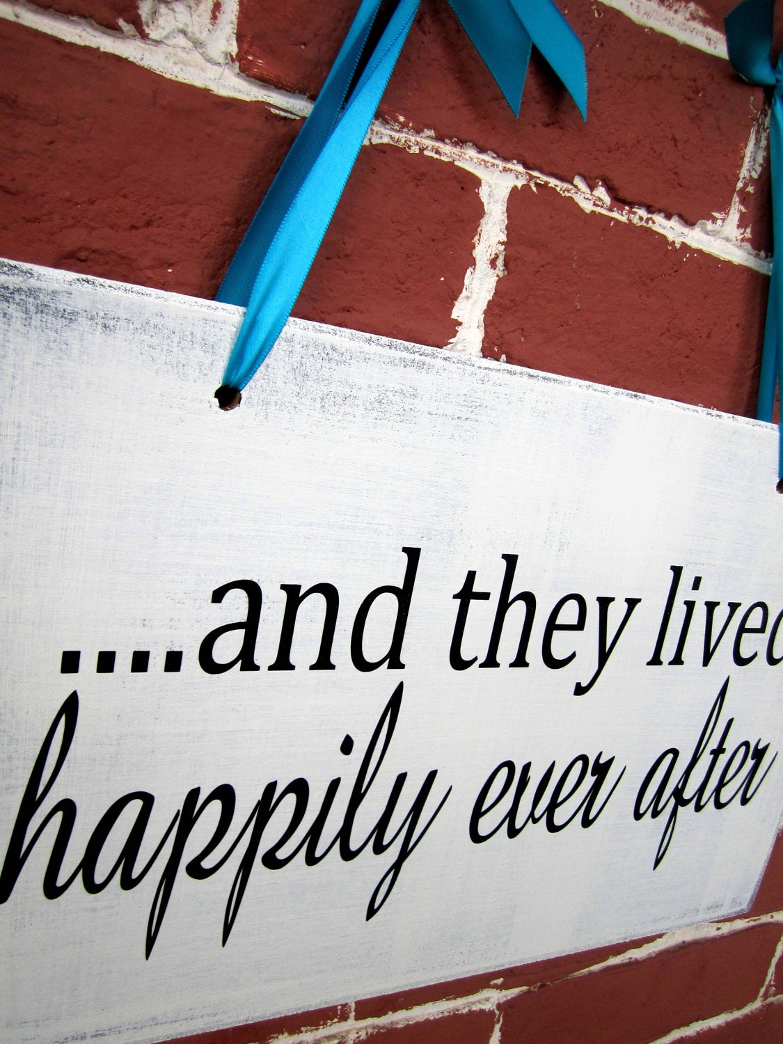 10" x 16" Wooden Wedding Sign: Double Sided here comes the bride & and they lived happily ever after