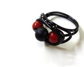 Red and Black Wire Wrapped Ring - Size 8 - Glamour365