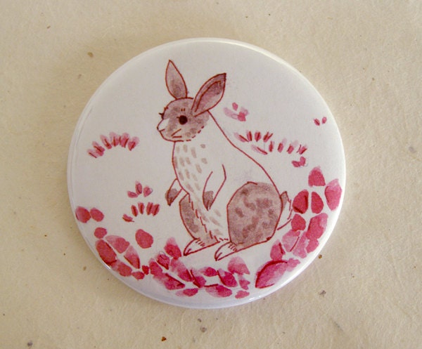Black Dutch Rabbit Pocket Mirror Mini Illustration Art 2.25"