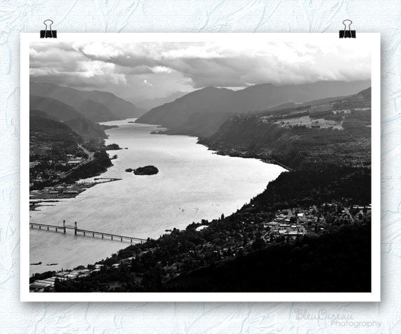 Landscape Photograph, Columbia River Gorge, Washington, river landscape, Hood River bridge, 13x19 fine art print