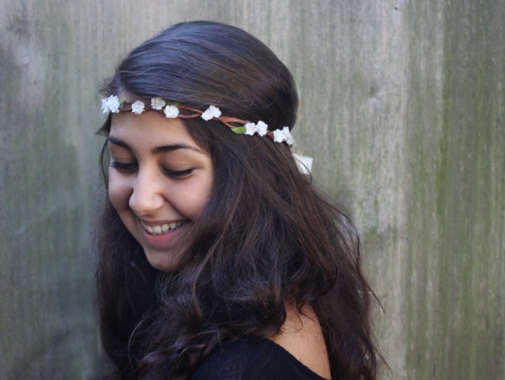 Bridal Flower Crown - Ivory Hair Wreath, Ivory White Flower Crown. Weddings, Woodland Wedding, Flower Girl, Rustic, Bride