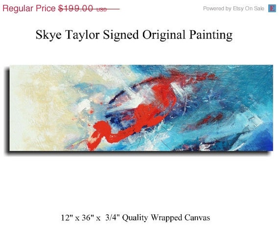 October Maine - Abstract Original painting Modern art - 12 x 36 - Artist Skye Taylor