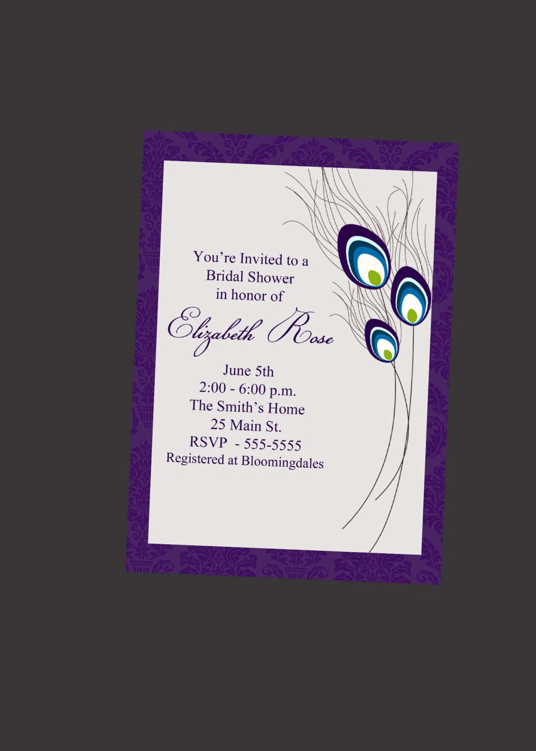 Bridal Shower Invitation Peacock Feathers Il_570xn