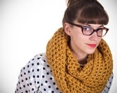 Oversized Mustard Hand Crocheted Circle Scarf