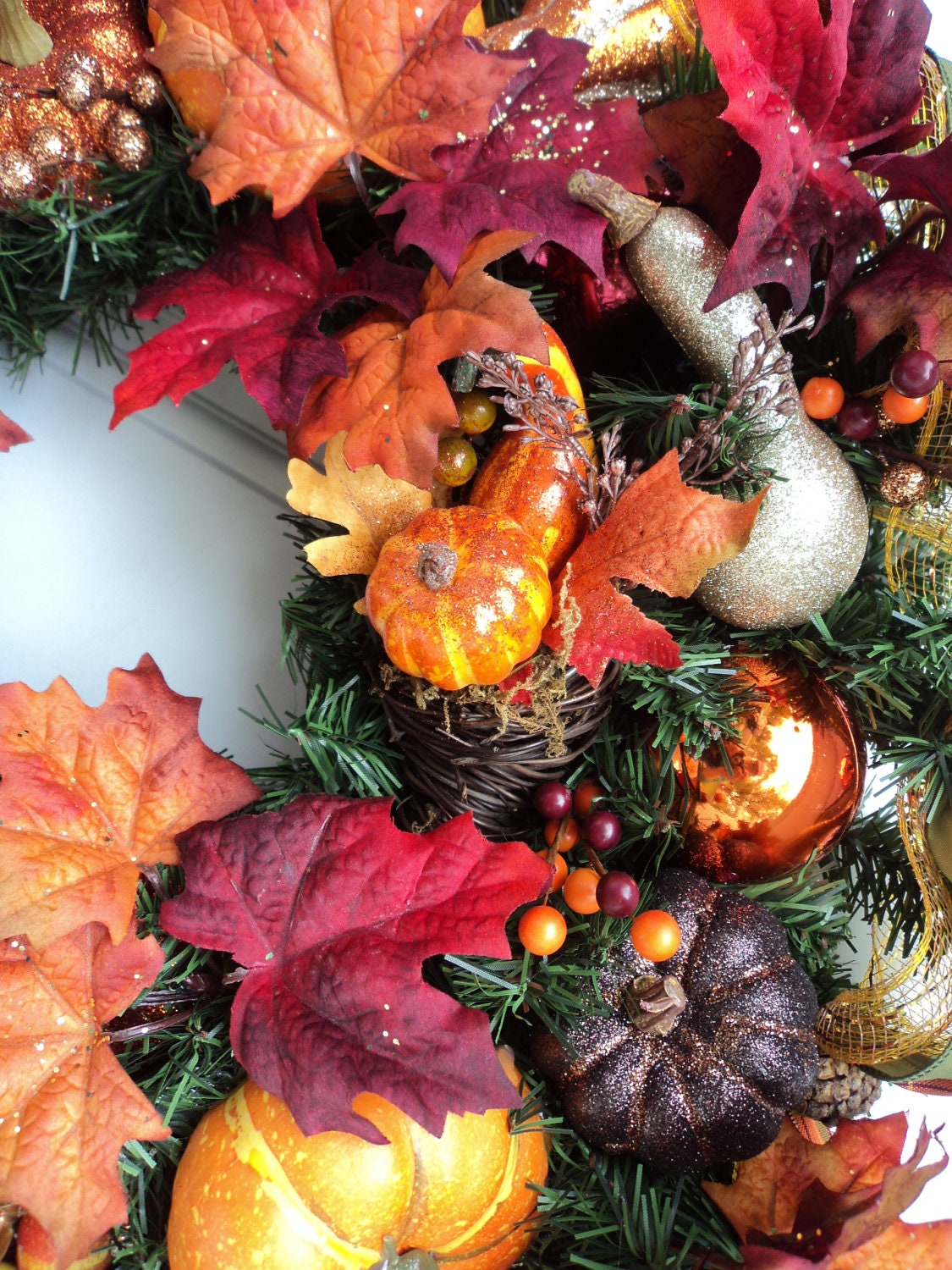 Thanksgiving Centerpiece with Pumpkin Tealight Holder - RESERVED FOR NICKY