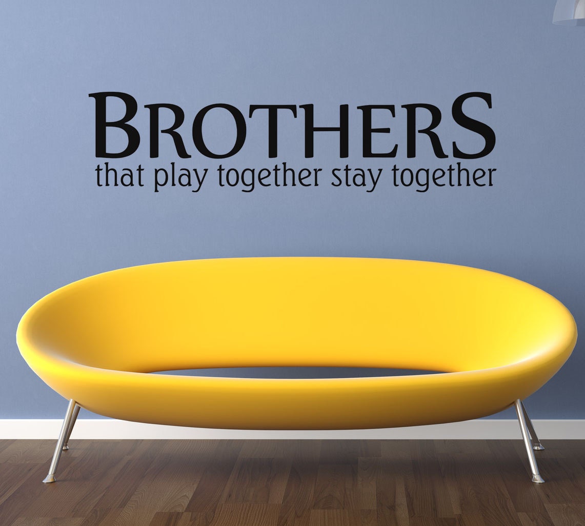 Children Wall Decals - Nursery Wall Decal - Kids Room Decor - Custom Initial Monogram Name - Brothers that play together stay together