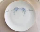 Vintage Porcelain Hand Painted Signed BAVARIA PLATE with Blue Sweet Flowers