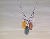 Archer - Silver Triangle Necklace with Turquoise / Quartz / Aventurine Semi-Precious Gemstones