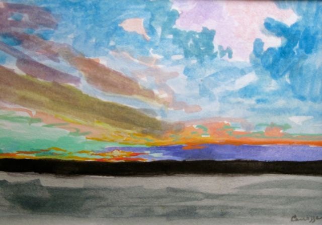 Watercolor Painting"Beautiful Dawn "- Original Painting. 4.5 x 6.5 inches