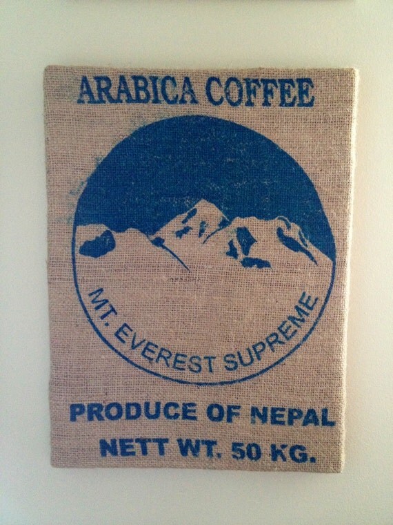 Recycled Burlap Coffee Bag Wall Art by ThirtyOneDaysInJune on Etsy