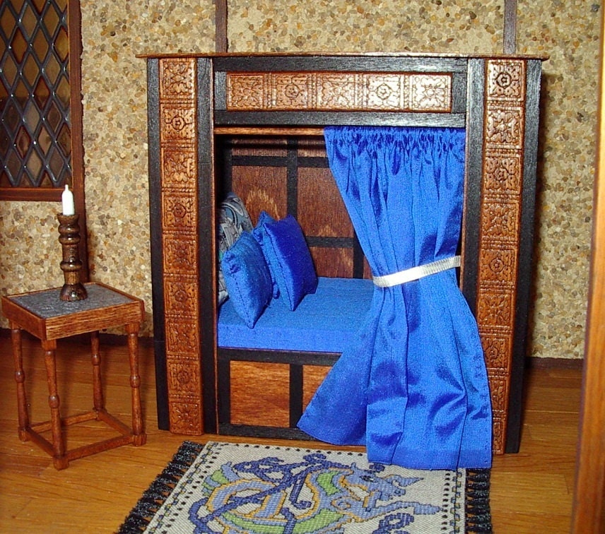 Medieval Cupboard Bed, Dollhouse Miniature 1/12 Scale