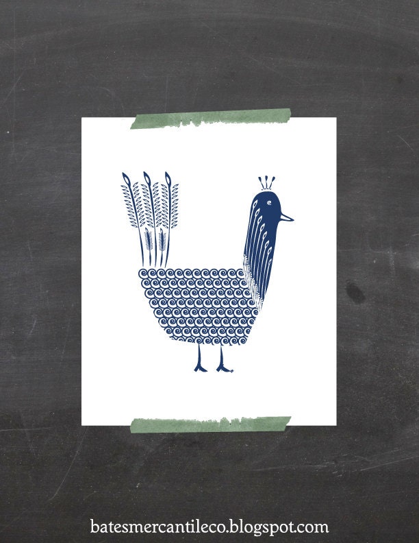 Wall Art Poster, Scandinavian Peacock Poster, Modern Peacock Illustration, Archival Peacock Print