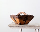 vintage asian bucket / chinese wood basket