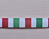 Red, green and White horizontal stripes 3/8 inch woven grosgrain ribbon Christmas Il_170x135