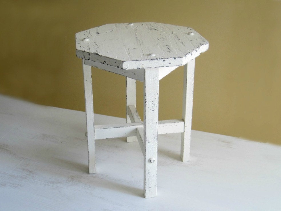 Vintage Shabby White Table Plant Stand - Cottage Style