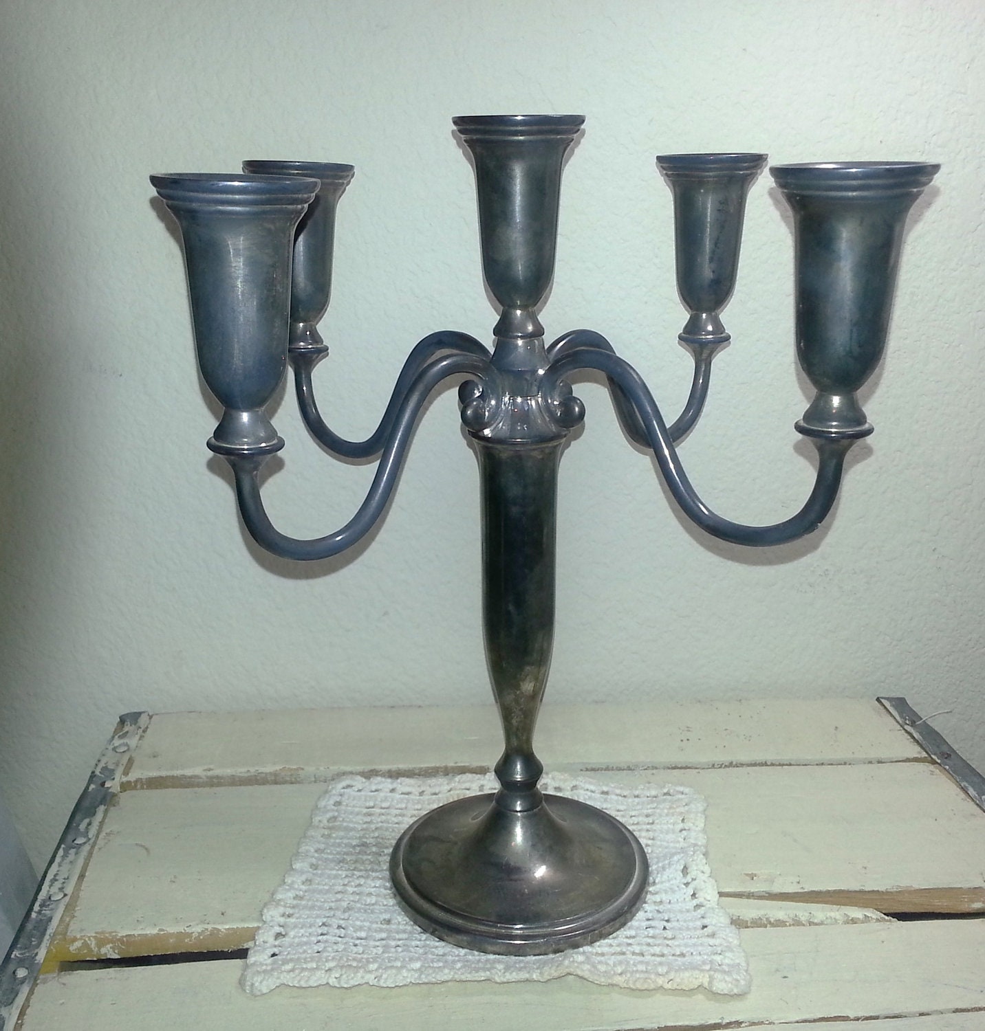 godinger silver plate candelabra for five candles by