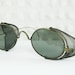 Antique 1800's Sunglasses Steel Oval Early Optical Safety Glasses Frame with Mesh Side Shield 41/23 Unisex Adult Reenactor Wearable