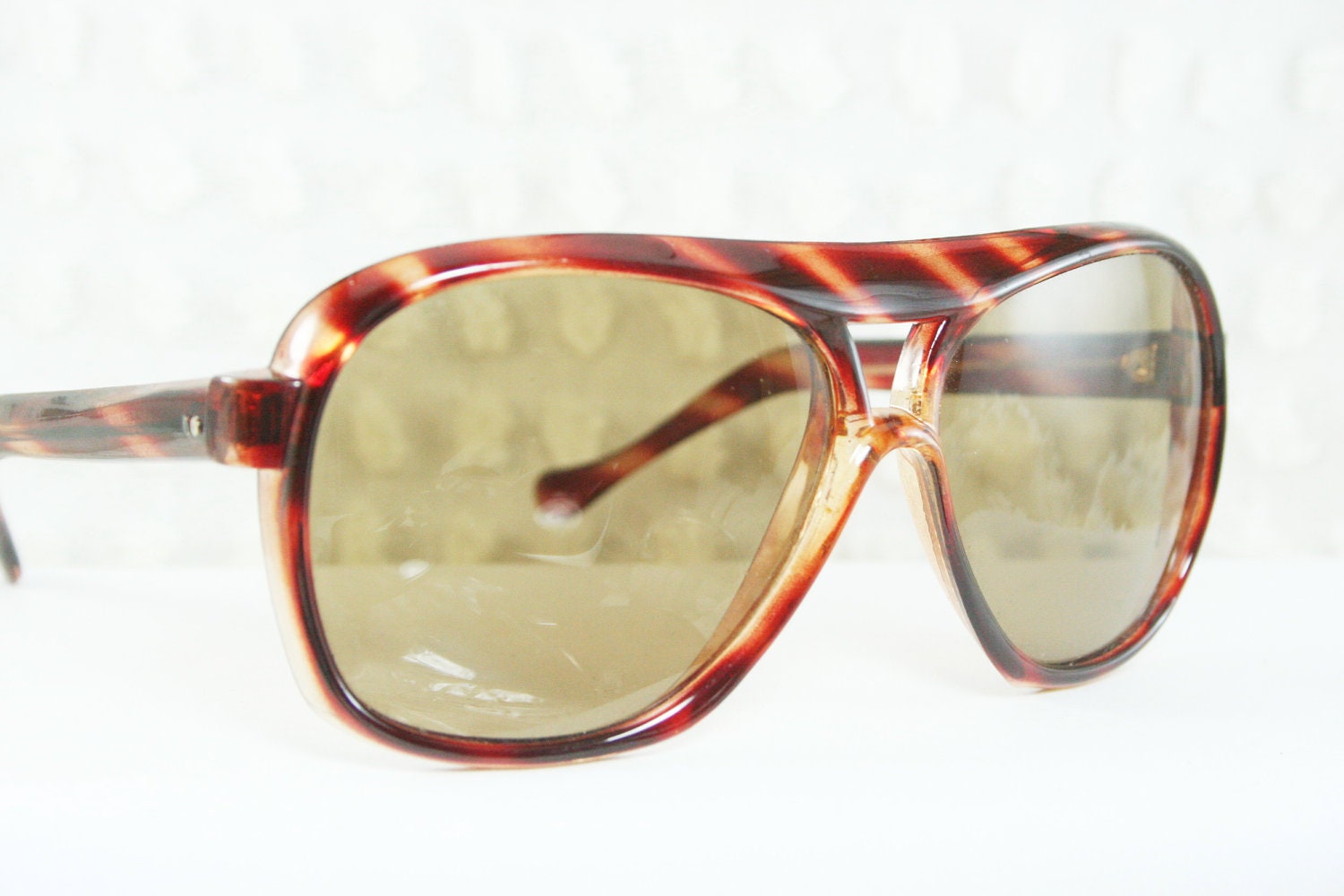 70s Sunglasses Tortoise 1970's Aviator Sunglasses Brown Tinted Lens Extra Large Size 62/18 Japan Optical Frame