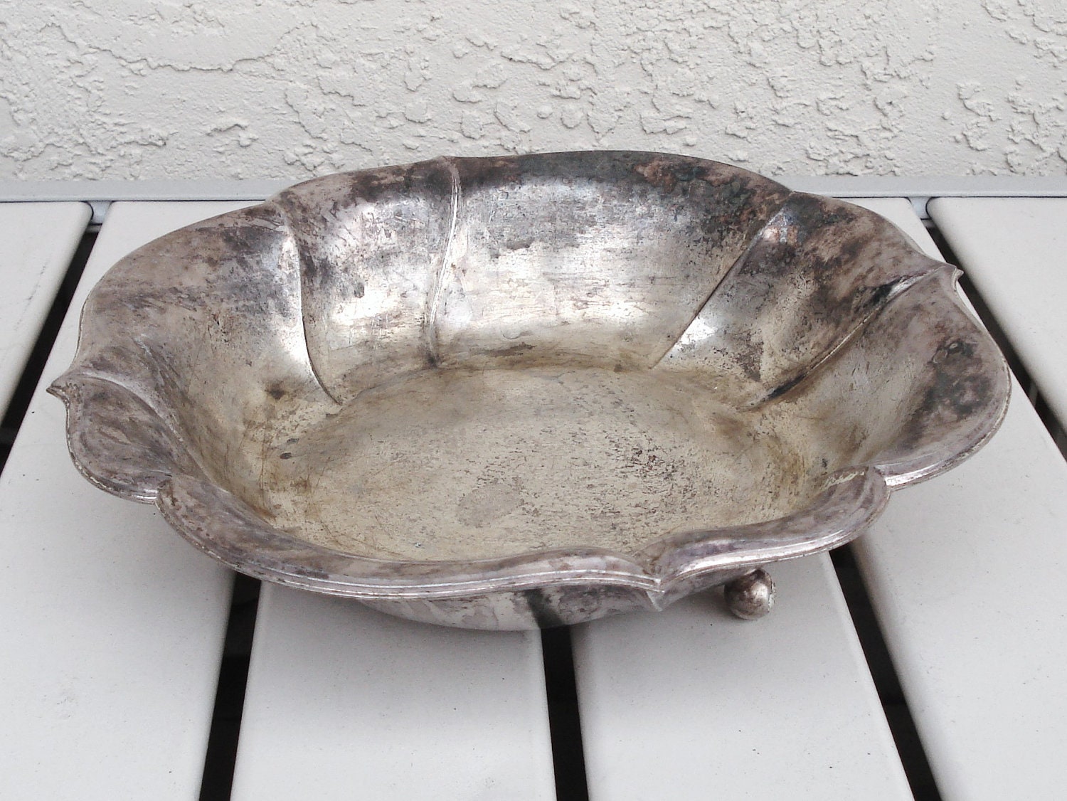 Vintage MF EP BRASS Germany Silver Plated 3 Footed by npebaysale