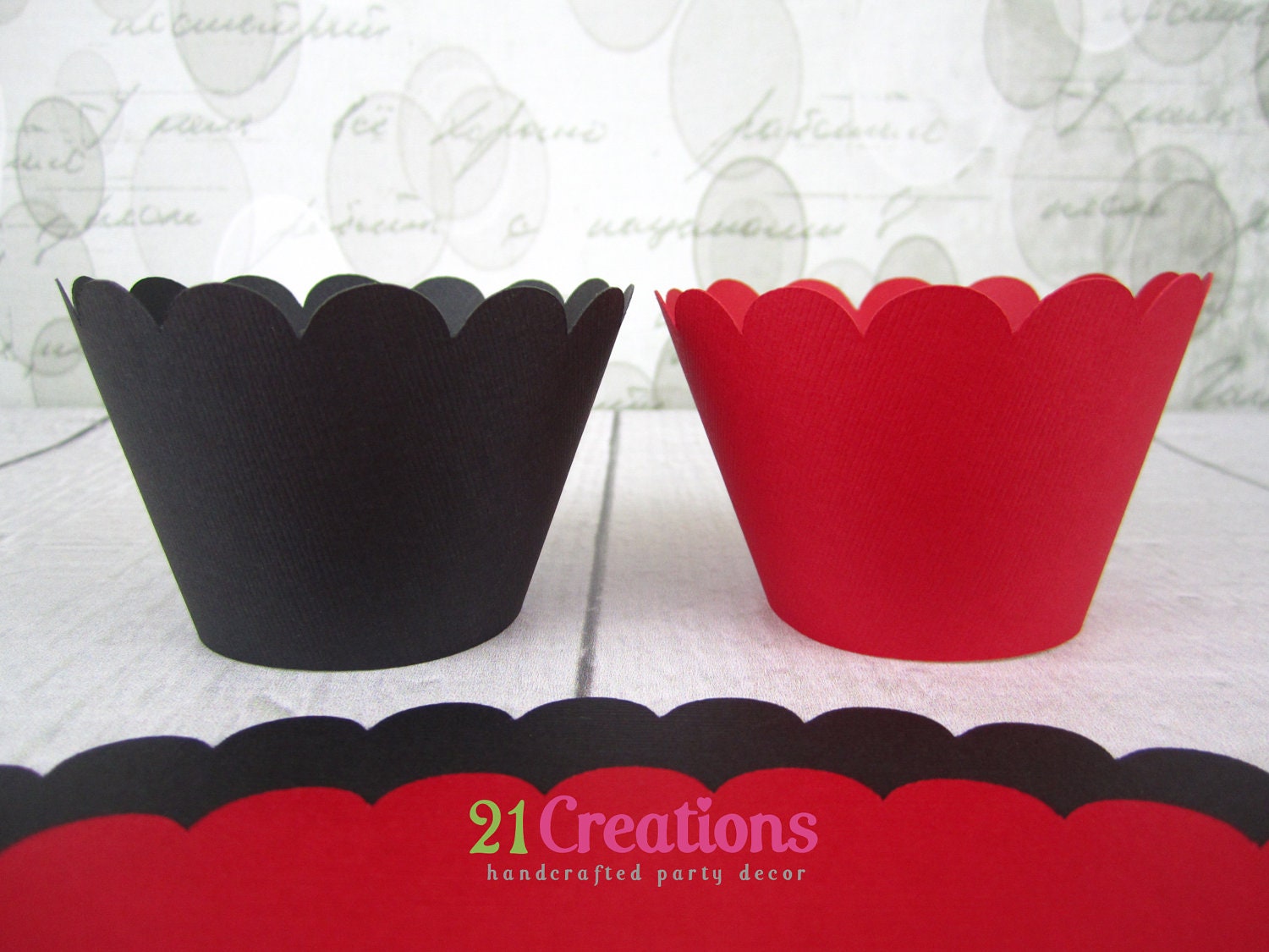 Red and Black cupcake wrappers - set of 12
