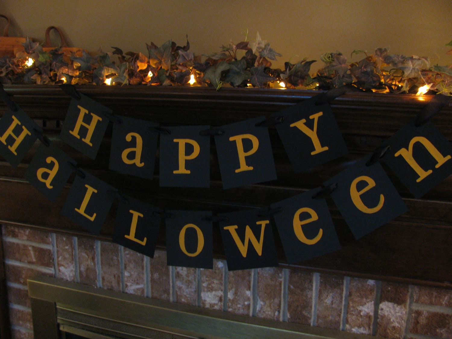 Halloween Banner Happy Halloween Black and Orange Sign Garland Handmade Halloween Photo Prop