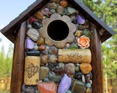 Mosaic Birdhouse ' Rose' Garden Art