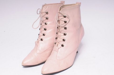 Pink Granny boot By Jazz Size 6.5 Woman's Boot Made in spain
