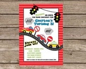 Printable 5x7 Zoom Traffic Cars Trucks Road Birthday Invitation - Digital File