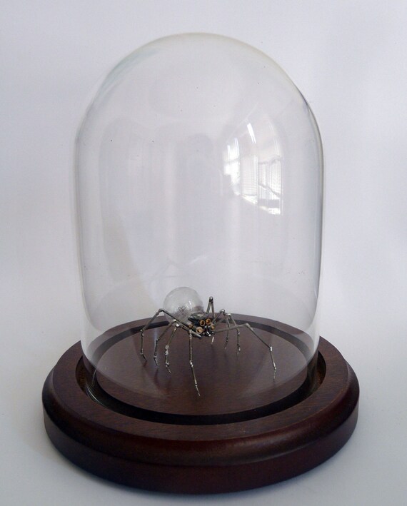 RESERVED Mechanical Spider Sculpture Recycled Watch Parts Clockwork Arachnid Figurine Watch Stems Lightbulb Arthropod A Mechanical Mind