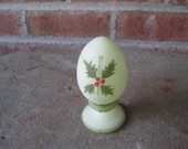 Fenton Satin Custard Egg Hand Painted Christmas