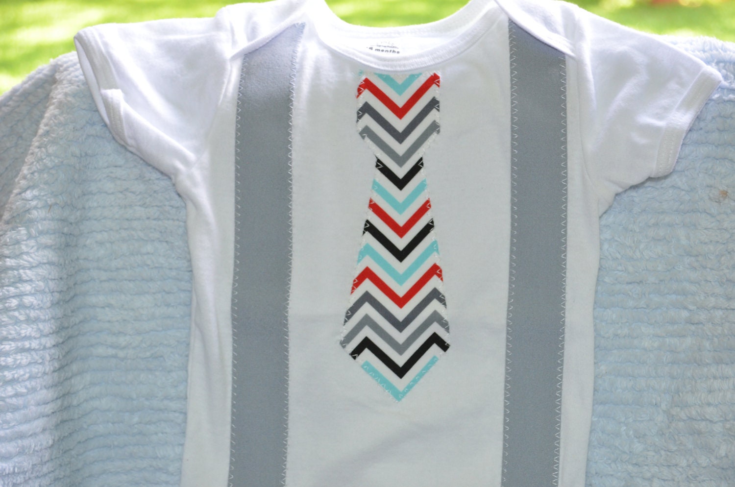 Baby Boy Onesie - Chevron Stripe Tie Onesie and Suspenders  - Fall  Autumn - Perfect Birthday Outfit