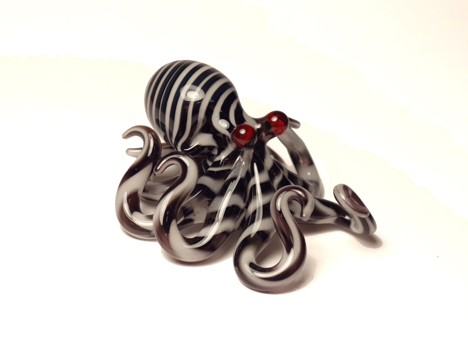 Glass Octopus pendant Zebra Striped