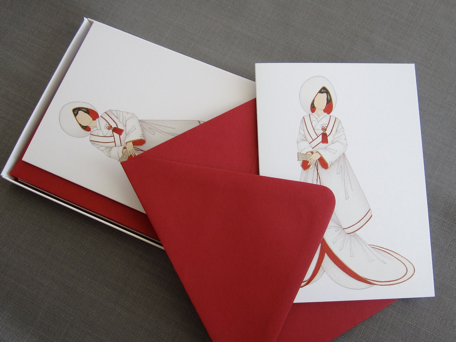 Bridal Fashion Illustration Note Cards (Shiromuku)