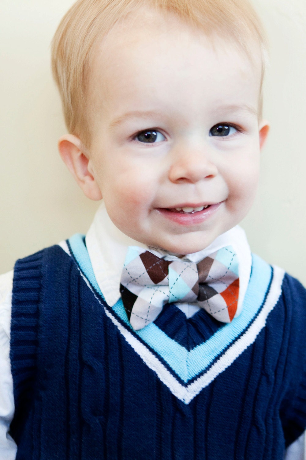 Children's Bowties - Teal, Pewter, or Coral with White Dots - Choose One -