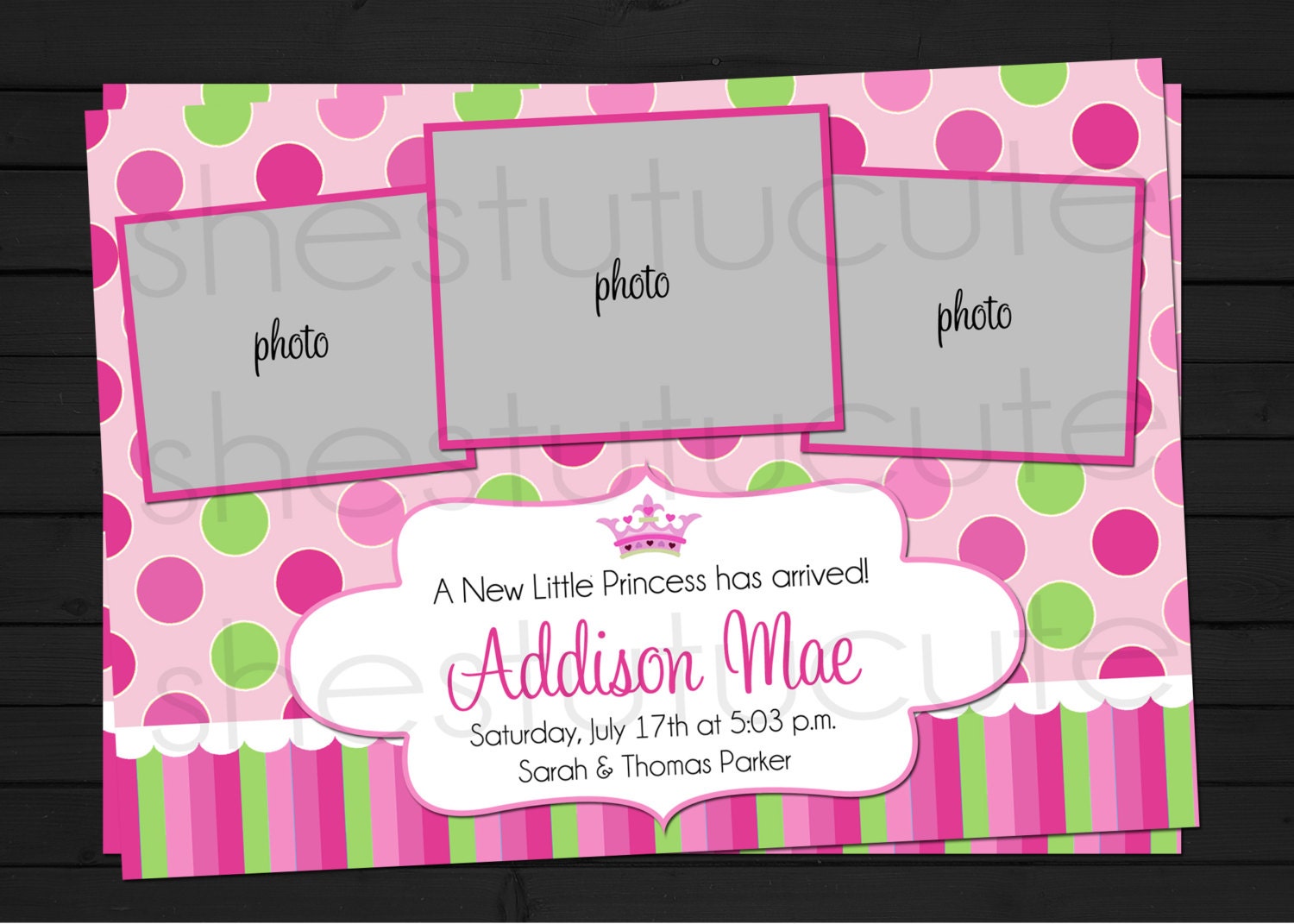 Little Princess Birth Announcement Digital File YOU-PRINT Il_570xn