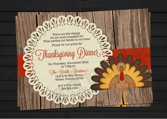 Rustic Fall Thanksgiving Dinner Invitation Digital File YOU-PRINT Il_570xn