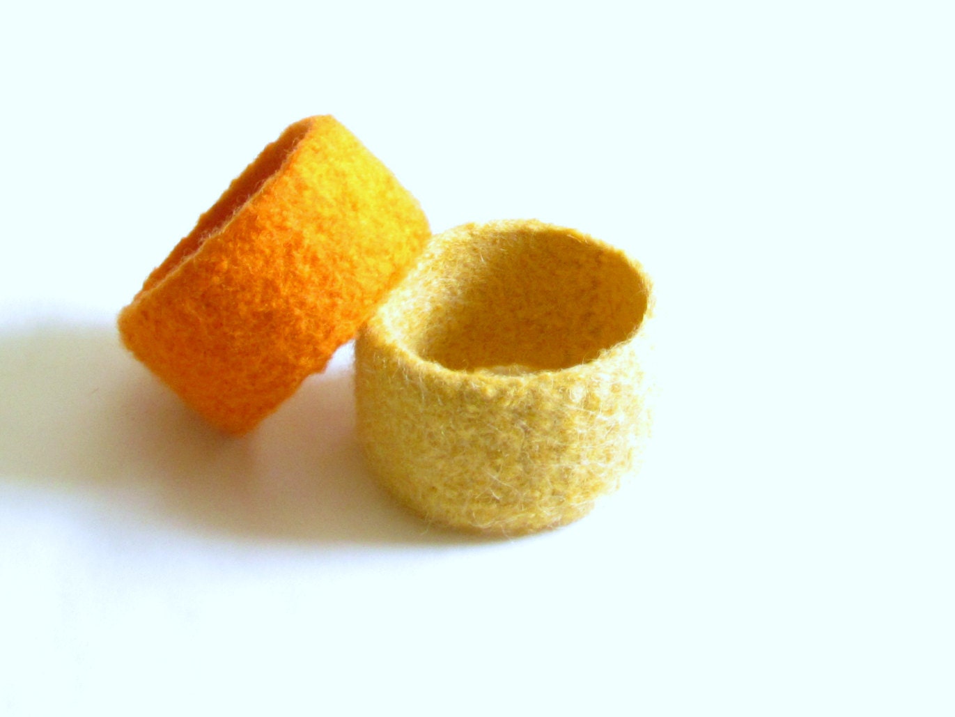 Felted neon bracelet - eco-friendly - bright color cuff - soft accessories - yellow and orange - CHOOSE ONE