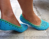 BLUE FILET NETTING Home Shoes - Crochet Pattern - Instant Download