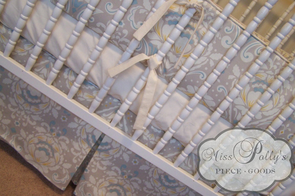Crib Bedding- Design Your Own Crib Set- Taza in Gray