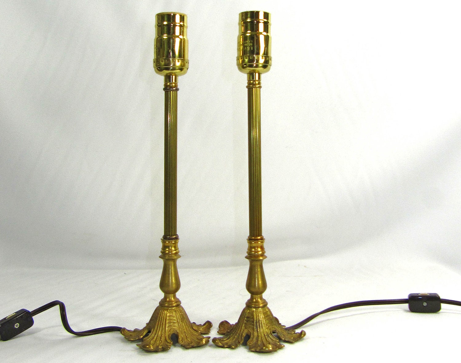 Table Lamps Pair Of  Stick Vanity Solid Brass Custom Made
