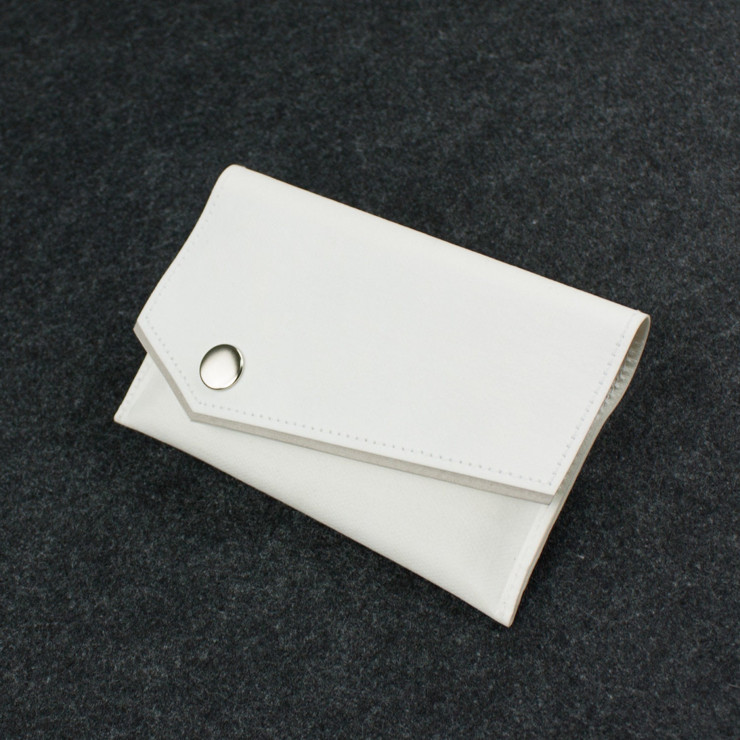 Accented Business Card Case in White and Gray - Washable Kraft Paper