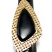Geometric cocktail ring, black and gold tone, upcycled statement ring