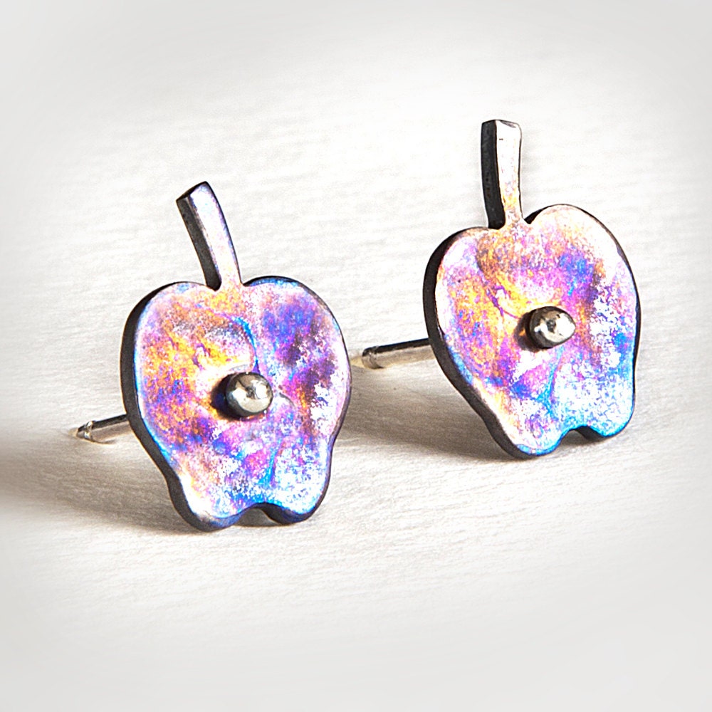 Apple studs, small silver stud earrings.