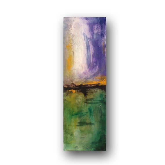 Small Paintings Abstract Purple and Green and Orange Painting Original Painting on Canvas Contemporary Art 6x24 by Heather Day