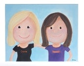 Sisters' Friendship - Personalized Custom Canvas Name Painting - Original Acrylic Painting - Wall Decoration - Made to Order