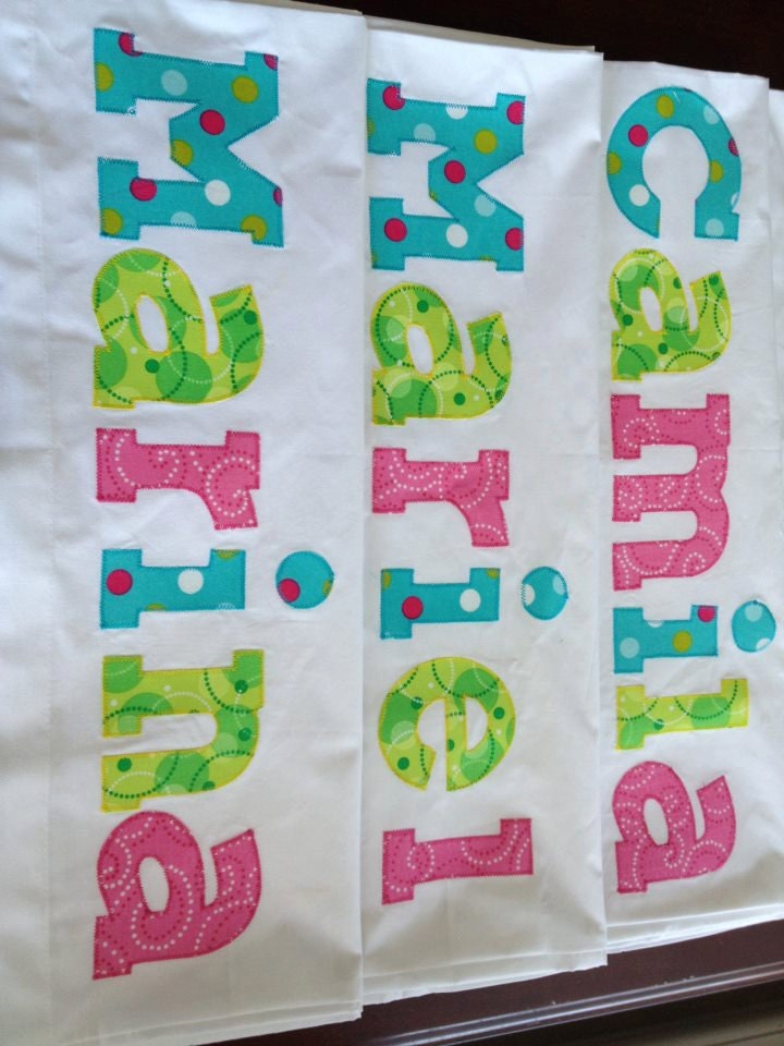 Personalized/Custom Zig Zag Applique Standard Size Pillowcase