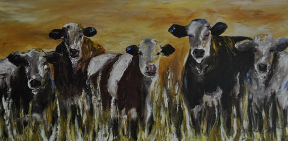 Cattle Painting western painting cowboy art by heartifactsgallery